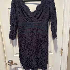 Tadashi Shoji Navy Lace Long Sleeve Dress